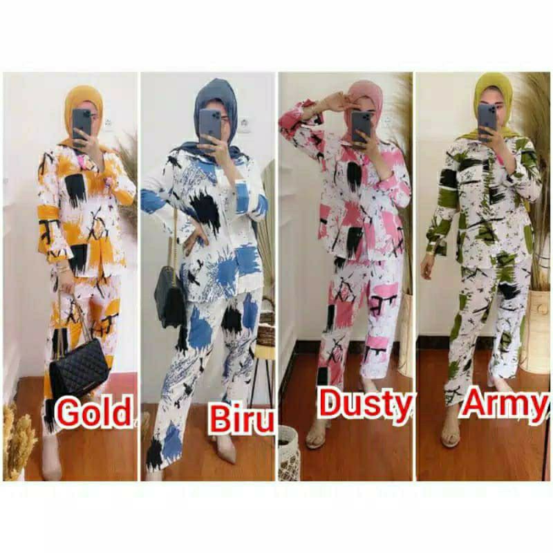 ONE SET JERSY HAYGET RAYON MOTIF ABSTARK// ONE SET NAGITA BUSUI / SETELAN CELANA DEWASA