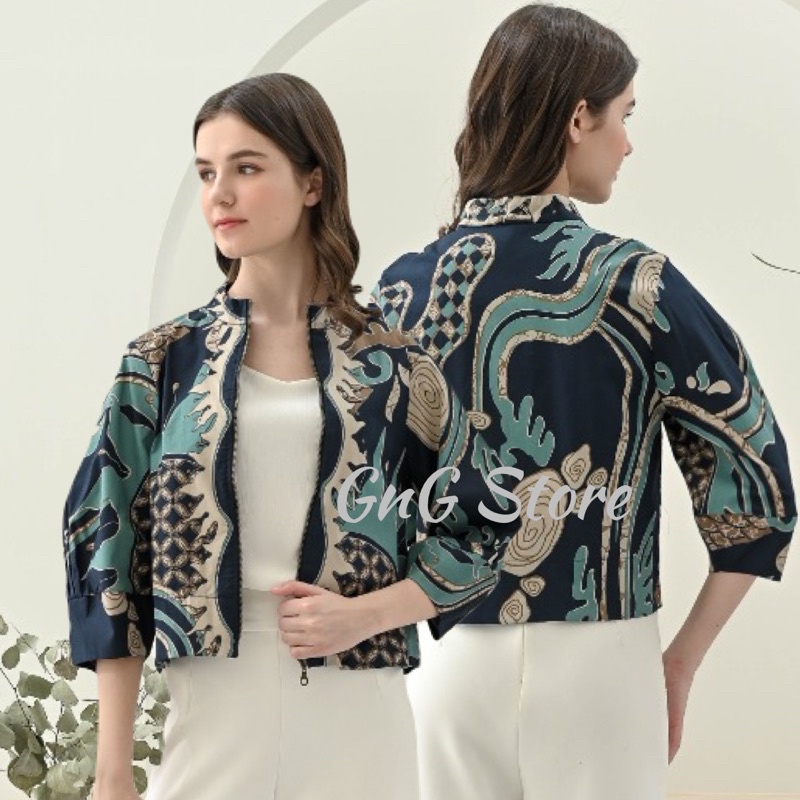 Outer Batik 135 AYU/ Jaket Bomber Batik Wanita Modern