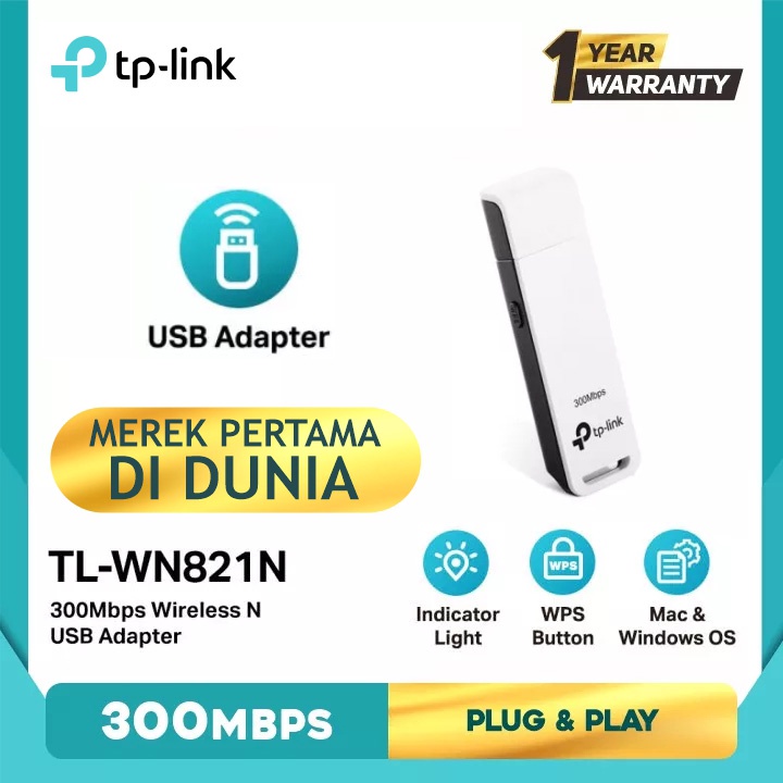 TP-Link TL-WN821N 300Mbps Wireless N USB Adapter