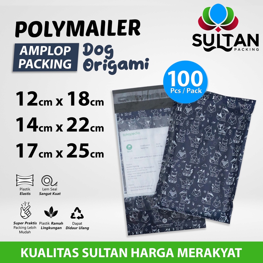 

Polymailer Polimailer Amplop Plastik Packing Motif Dog Origami Rusfet PACK