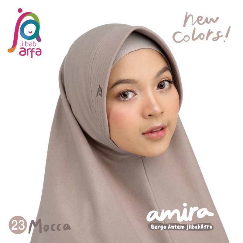 Jilbab Afra Amira - Bergo Antem - Warna Mocca - Instant Adem Lembut