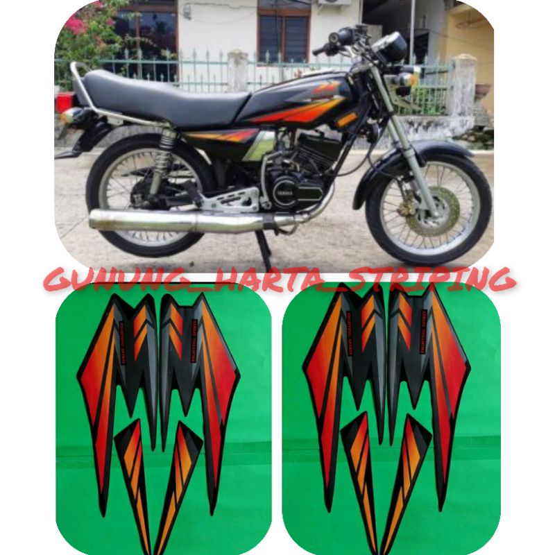 Stiker Striping motor yamaha RX-KING 2002 standar original hitam orange