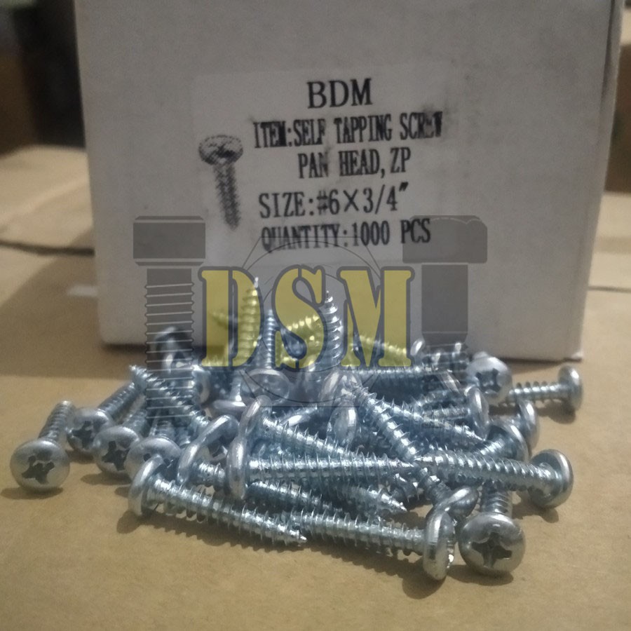 (100 PCS) Sekrup PH #6x3/4&quot; / Self Tapping Screw P+AB (2 CM)