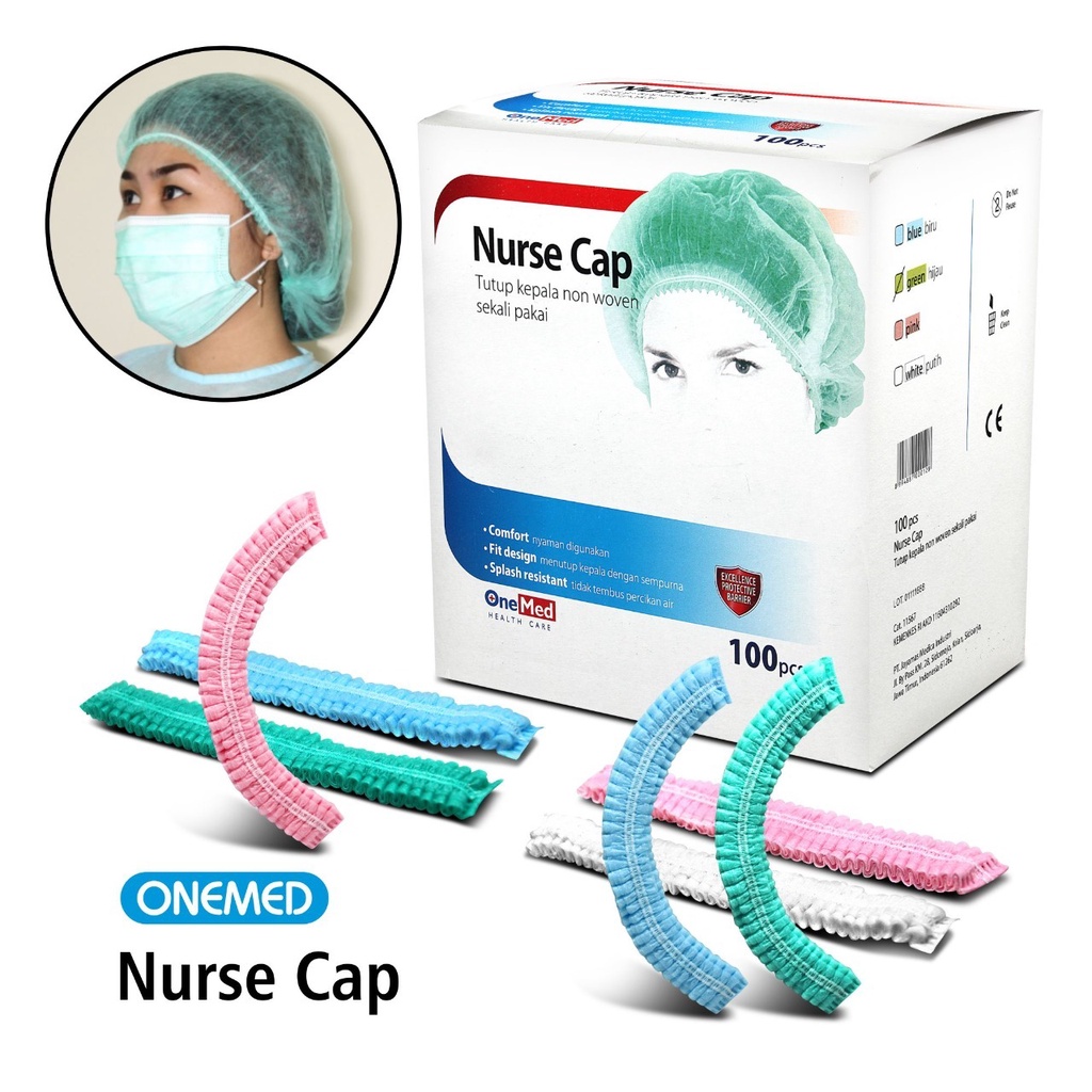 Nurse Cap Topi Perawat Penutup Kepala Non Woven OneMed box 100pcs - H OJ