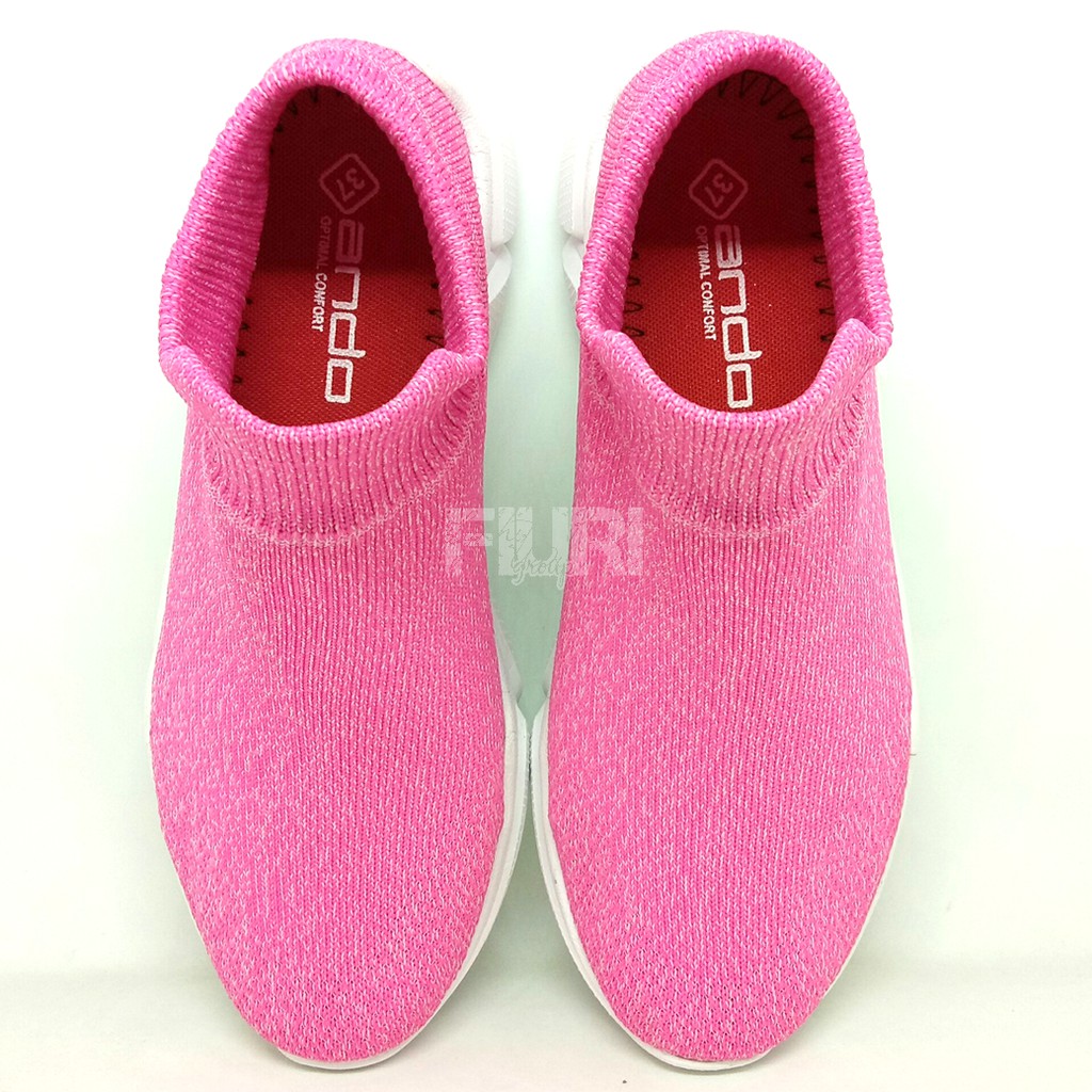 FIURI - Ando Original - THE ROCK 37-40 Pink - Sepatu Sneakers Wanita - Sepatu Olahraga Wanita - Sepatu Knit Rajut Wanita - Sepatu Jogging Wanita - Sepatu Sport - Sepatu Slip On Wanita - Sepatu Cewek