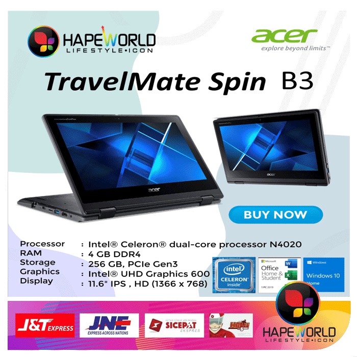 LAPTOP ACER TRAVEL MATE B3 TMB311R - 31 C3UE - 4GB 256GB 11.6" W10 OHS
