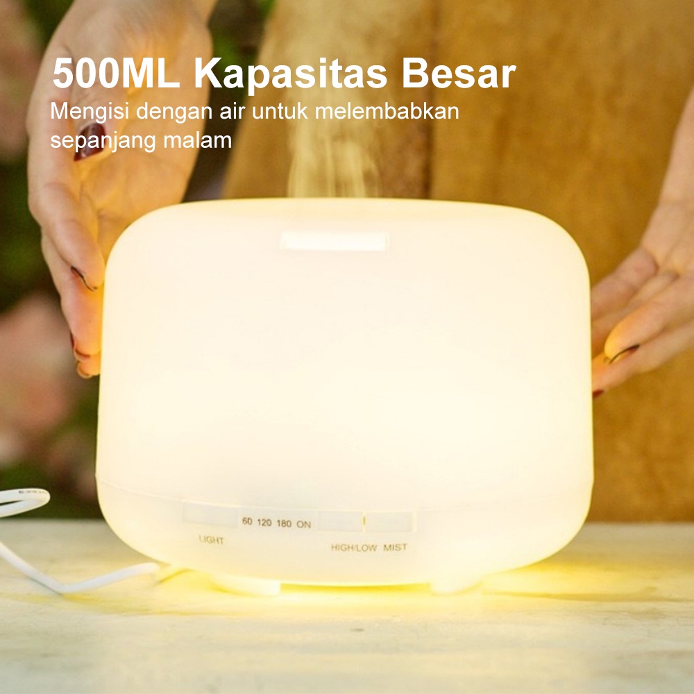 500ml Humidifier Air Purifier Aromaterapi Ruangan Diffuser Essential oil Difuser+Remote