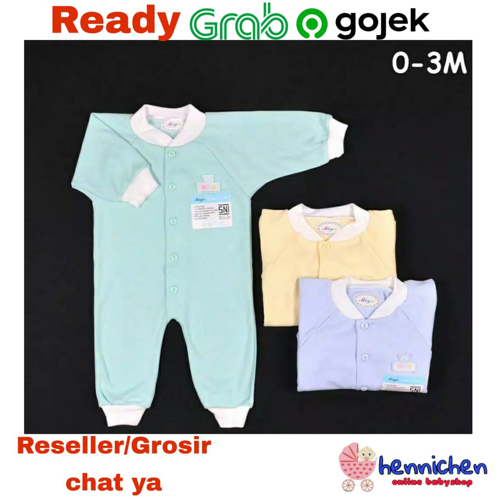 MIYO by libby Baju Kodok Panjang Rib Buka Kaki Bayi/Baby Warna New Born (0-3M) SNI