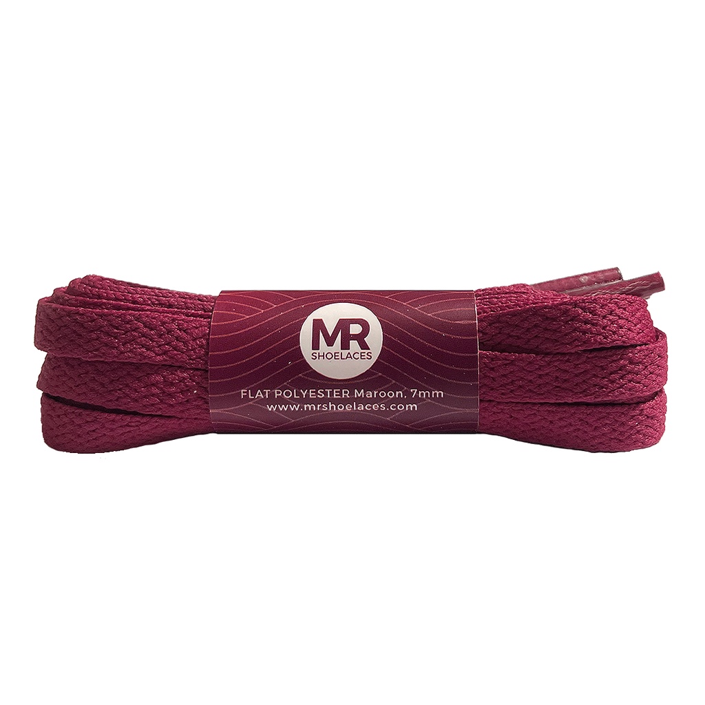 MR Shoelaces FP33 Merah Marun (Maroon) Tali Sepatu Polyester Pipih Flat 7mm 80cm 90cm 100cm 120cm 130cm 150cm 180cm 200cm untuk Sneakers - Premium Shoelace