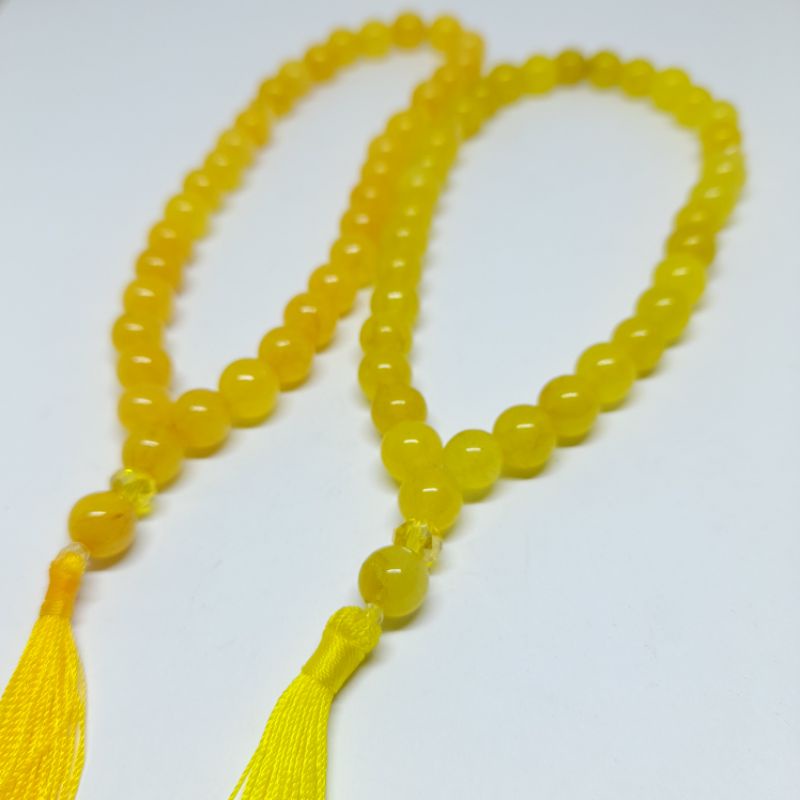 TASBIH NATURAL BATU JADE GIOK KUNING 33BUTIR 8MM
