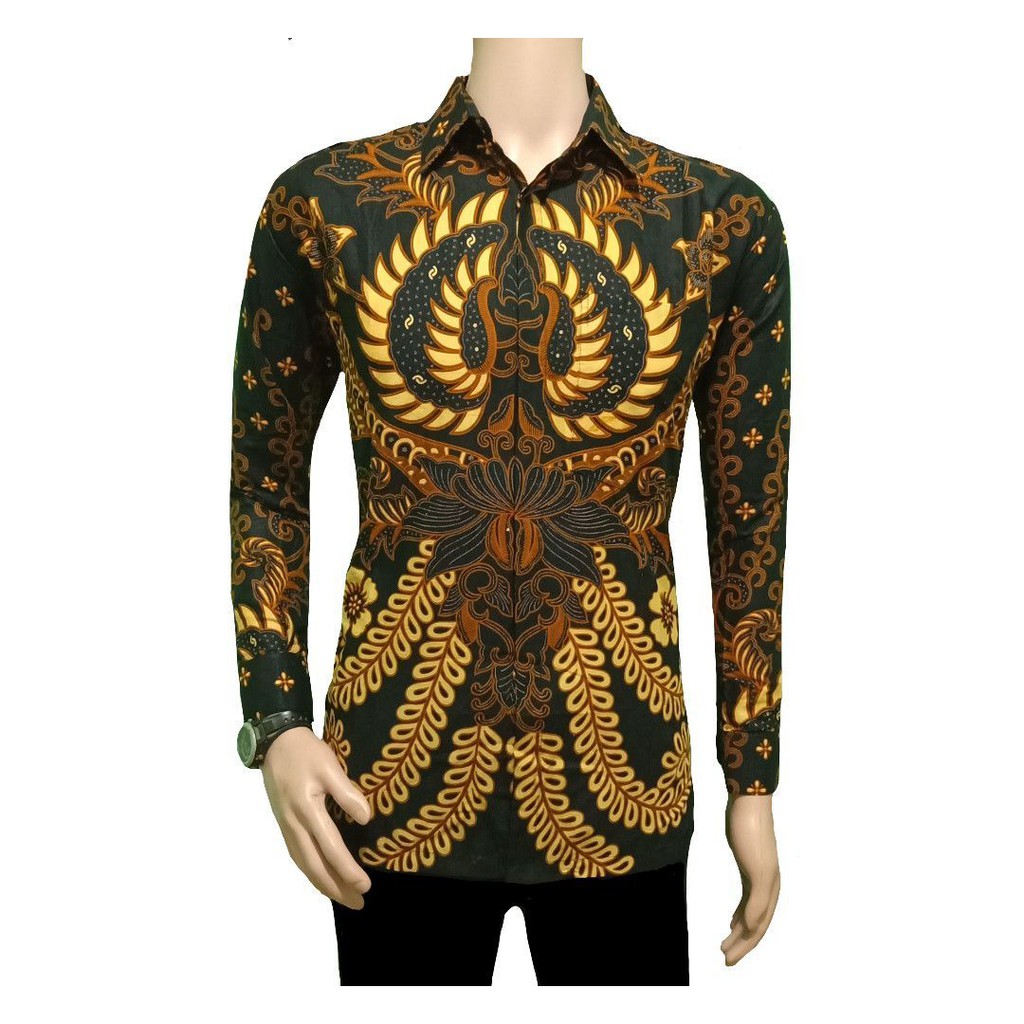 BSWART BATIK HRB026 Kenongo Hem Pendek Padi Pekalongan M L XL Batik Pria MURAH