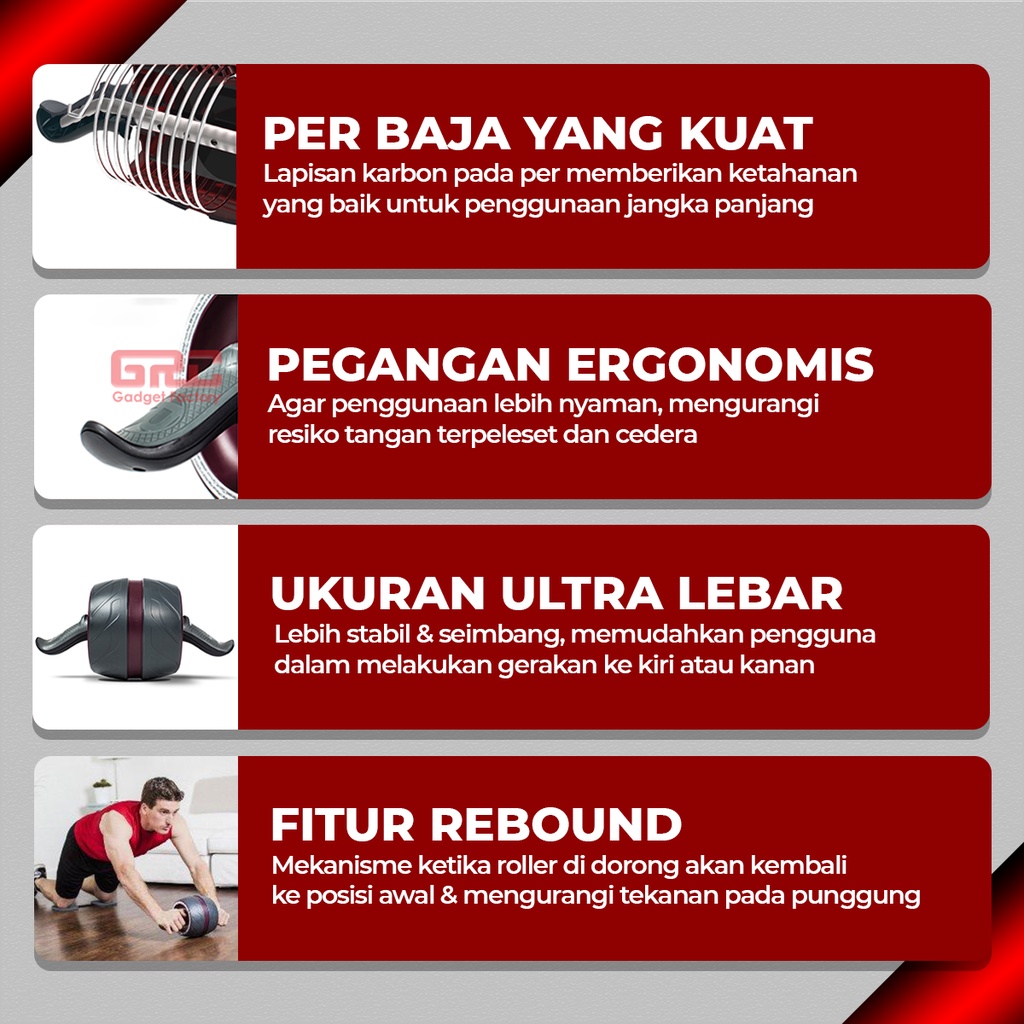 AB Roller Wheel Pull Rope Fitness Equipment Roda Latihan Perut Gym