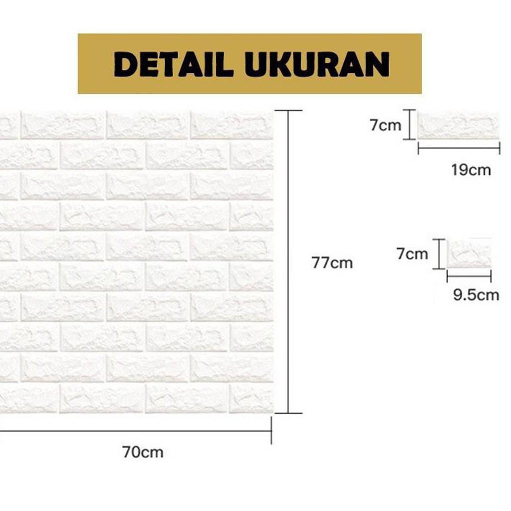 Wallpaper dinding 3D Foam Motif Batu Bata 70x77 CM Dekorasi Dinding Kamar Murah 1KG Muat 14 Lembar-1