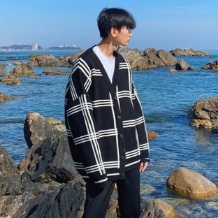 Ready stok mingyu cardi / asclo yuta cardi / cardi rajut premium-Hitam