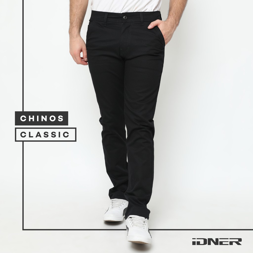  Celana  Chinos  Classic Stretch Premium Black Shopee Indonesia