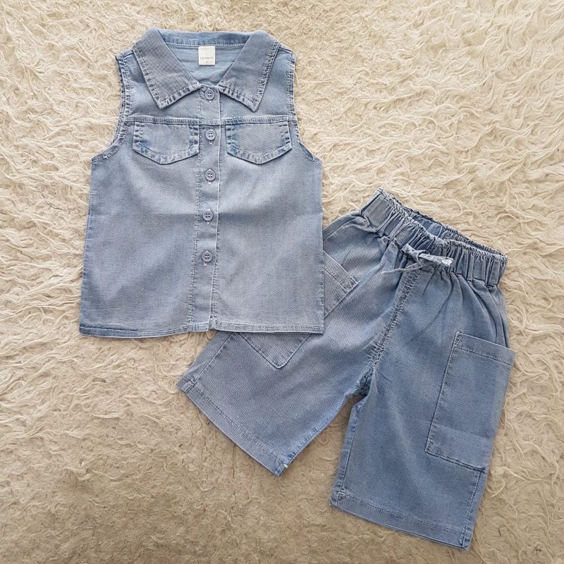 baju bayi  colar Jeans Set