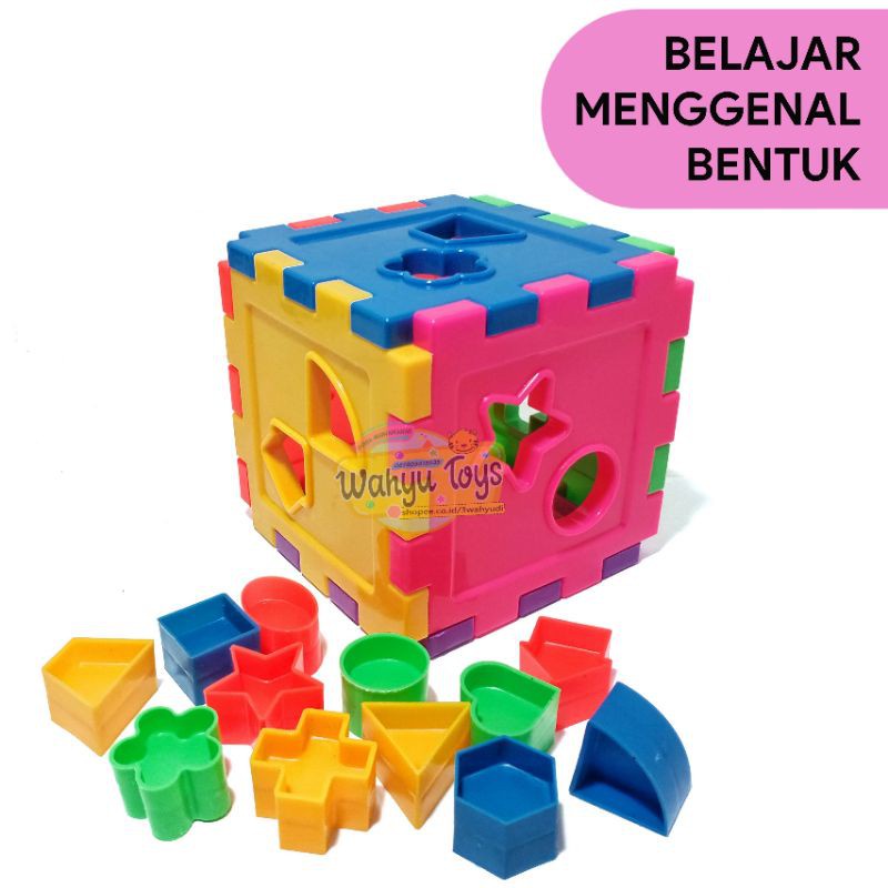 Mainan Edukasi Belajar Menggenal Bentuk Puzzle Ball / Kubus / Bebek Shape