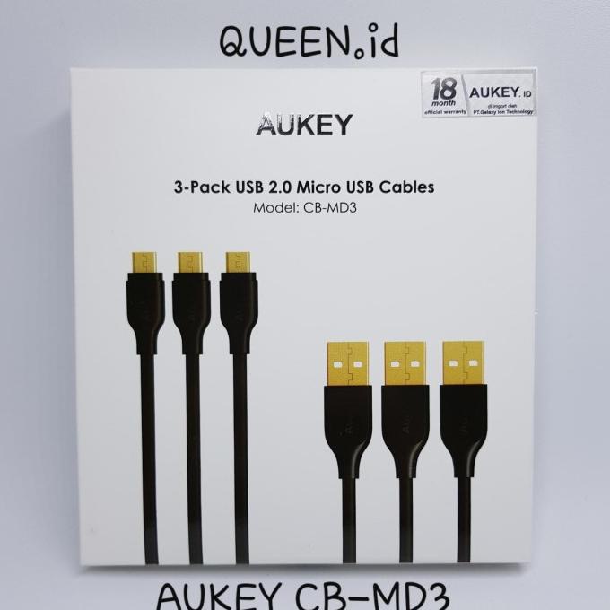 Aukey Cm-Md3 Microusb Gold Plate 3Pcs Kabel Data Aukey