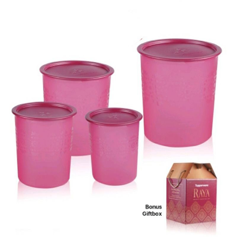 Toples tupperware deco canister paket + box kado unik tupperware toples lebaran