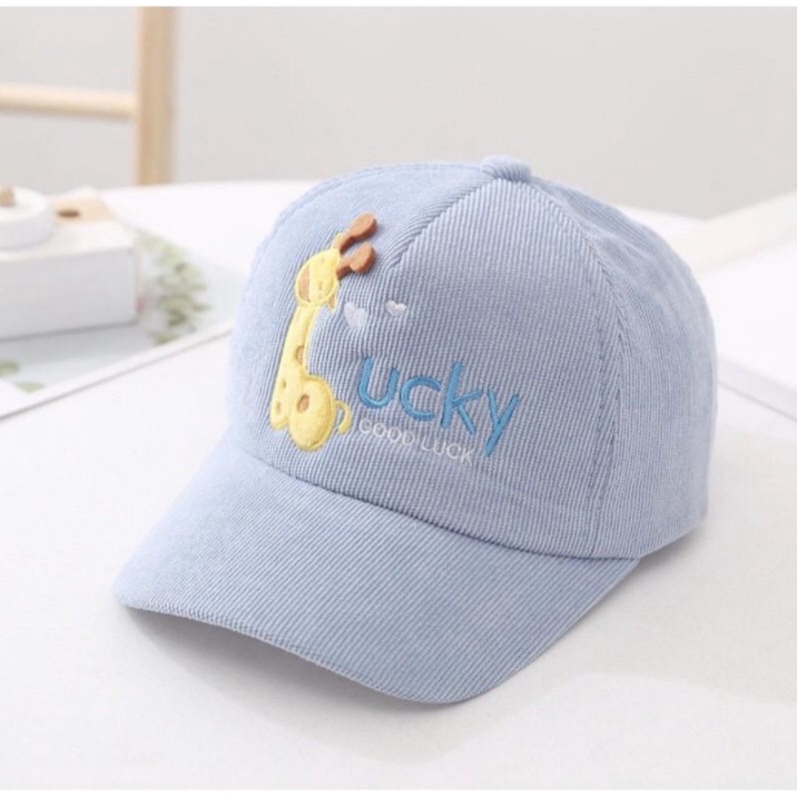 topi anak laki laki cowok perempuan cewek jerapah GOOD LUCKY topi karekter anak kupluk anak topi snapball anak topi basket ball-2