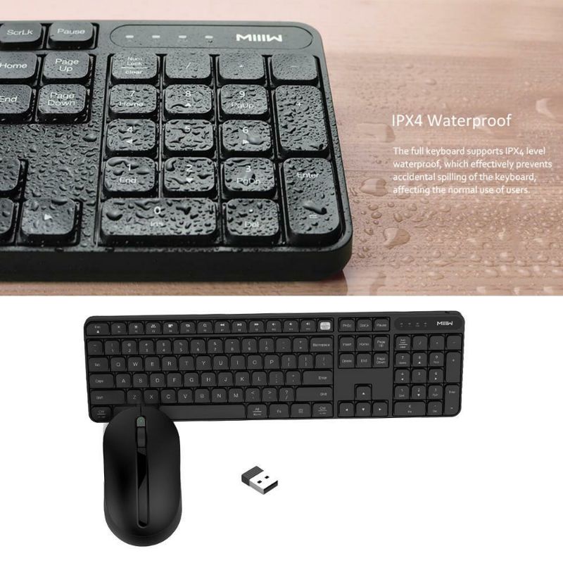 MIIIW MW24PB03 2.4G Wireless Quiet Keyboard Mouse Set ( Gen 3 ) Computer Mute Silent