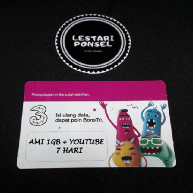 Voucher Tri 1GB+Unlimited Youtube 7 Hari