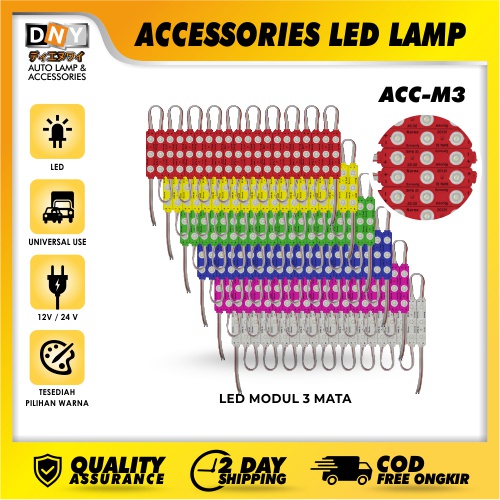 LAMPU LED MODULE 3 WATT 12 VOLT LED MODULE 3 MATA BESAR TERANG LAMPU LED 3 MATA 24 V 3 Watt Modul LED 3 Titik Variasi Truk Bus Neon