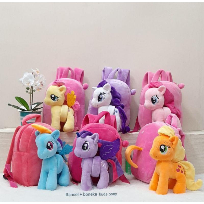 Tas Ransel Boneka Little Pony Size M Backpack Anak Paud Kuda/Boneka Bisa Dilepas/kado tas anak