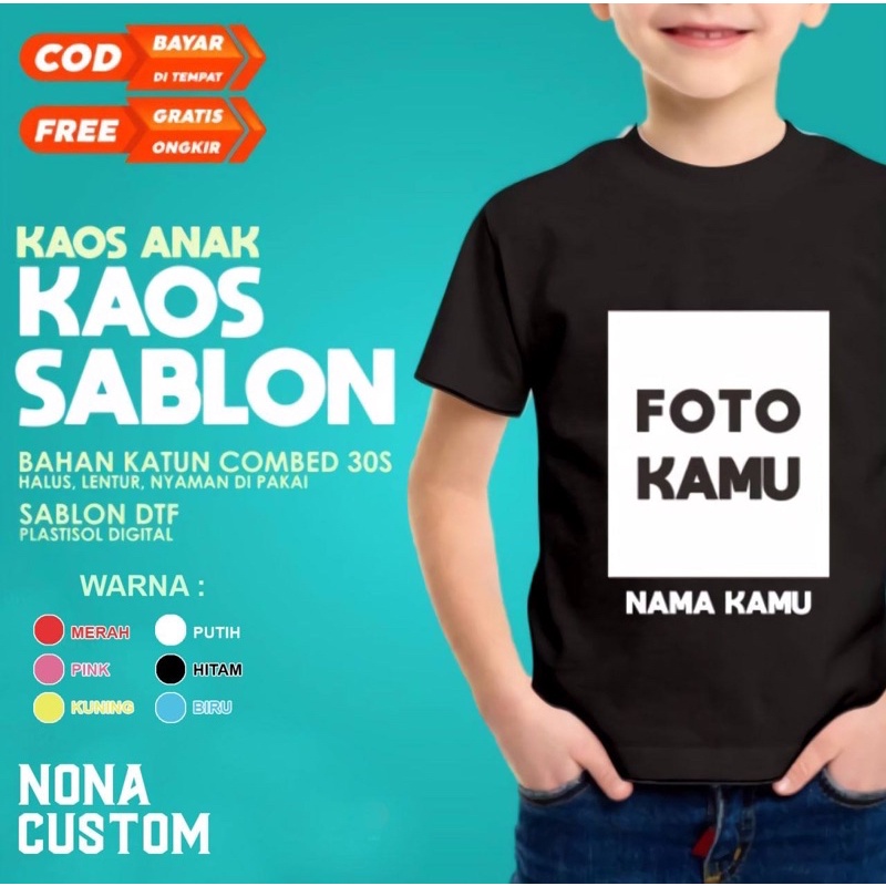 Kaos Sablon Foto & Nama Anak Kaos Custom Foto Kaos Sablon Foto