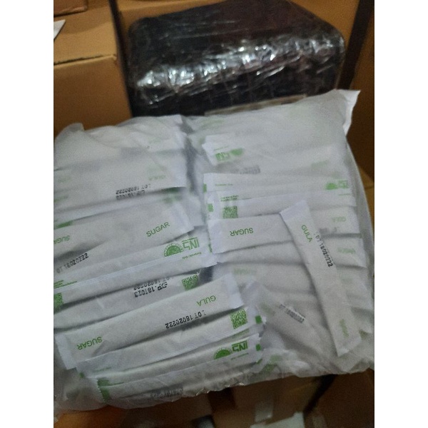 

HG (SNI) Gula Putih Stik/White Sugar Stik Ber BPOM Isi 250Pcs Untuk Hotel Cafe