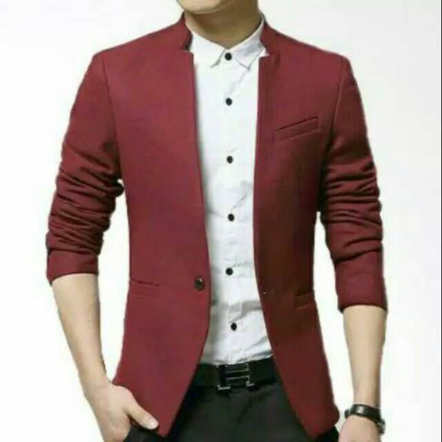 Blazer Jas Pria Merah Maroon
