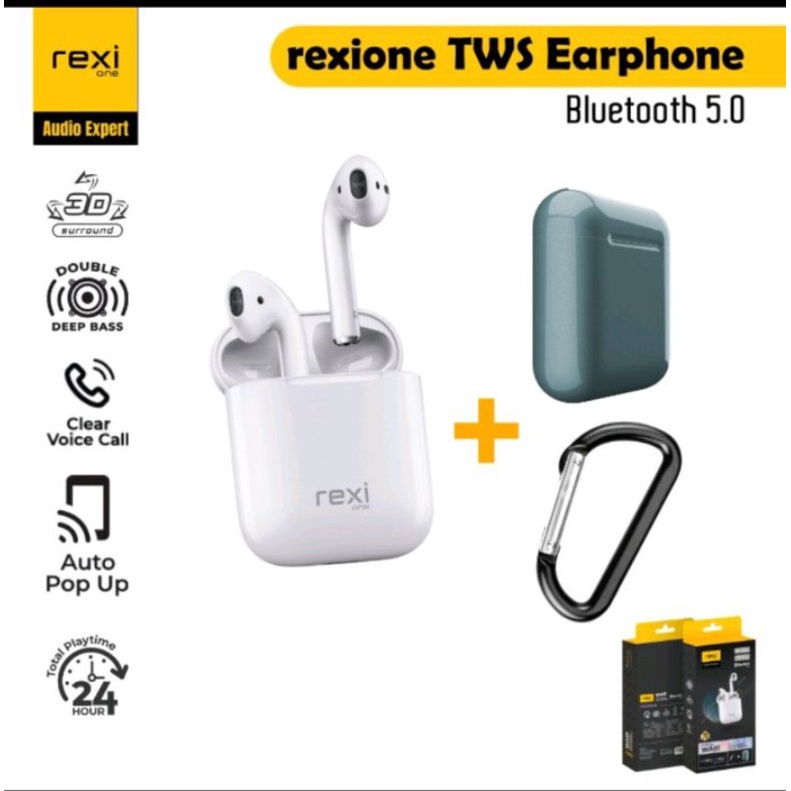 Headset Bluetooth REXI W01 Tws Original Garansi Resmi