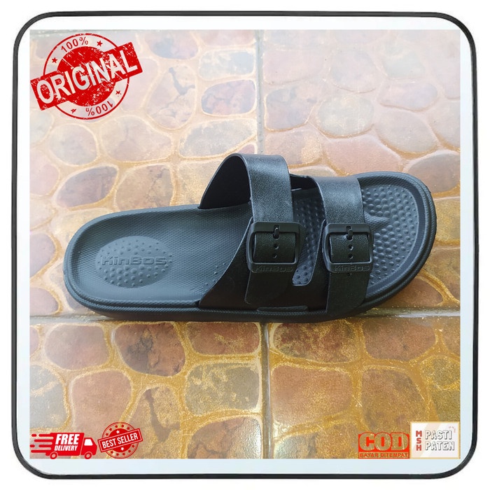 Promo terlaris sandal selop gesper pria dewasac murah bahan karet ori kinbos k9110 size 40-44