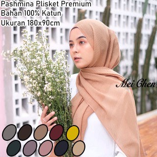 Mei chen pashmina hijab plisket malaysia pleated shawl waffle import premium