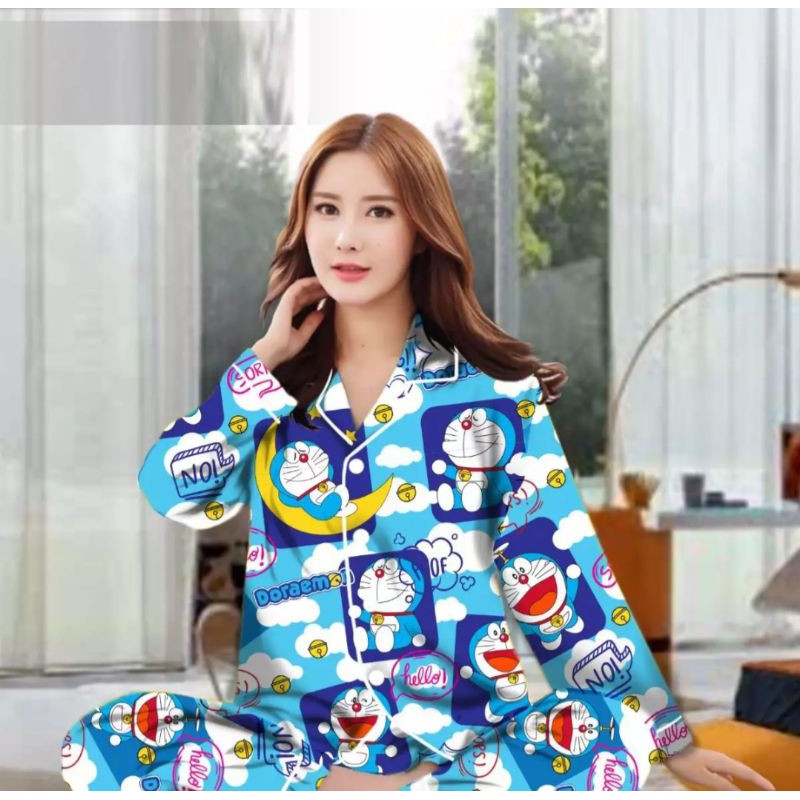 Piyama karakter doraemon/baju tidur doraemon/Piyama kekinian