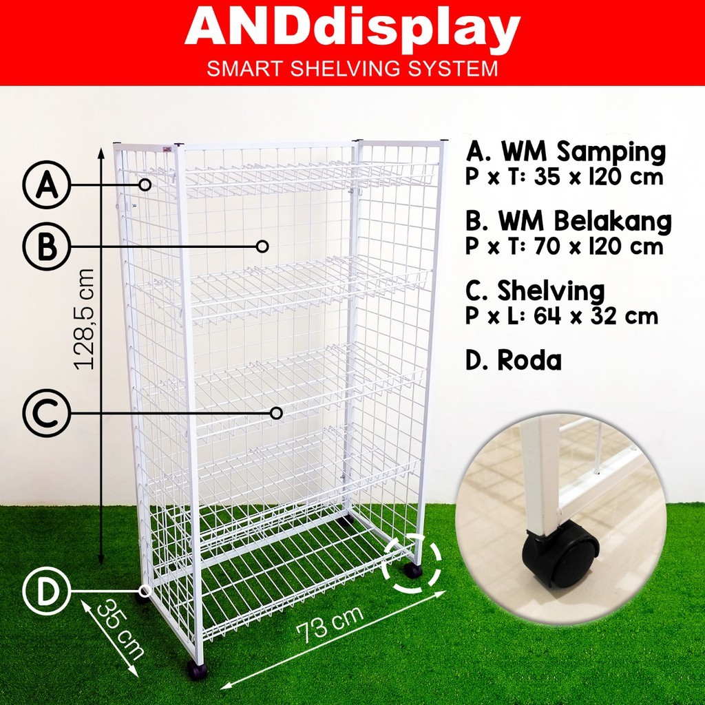 RAK WM KD 5 SSN T120CM PUTIH KERANJANG ROTI SNACK SERBAGUNA ANDDISPLAY