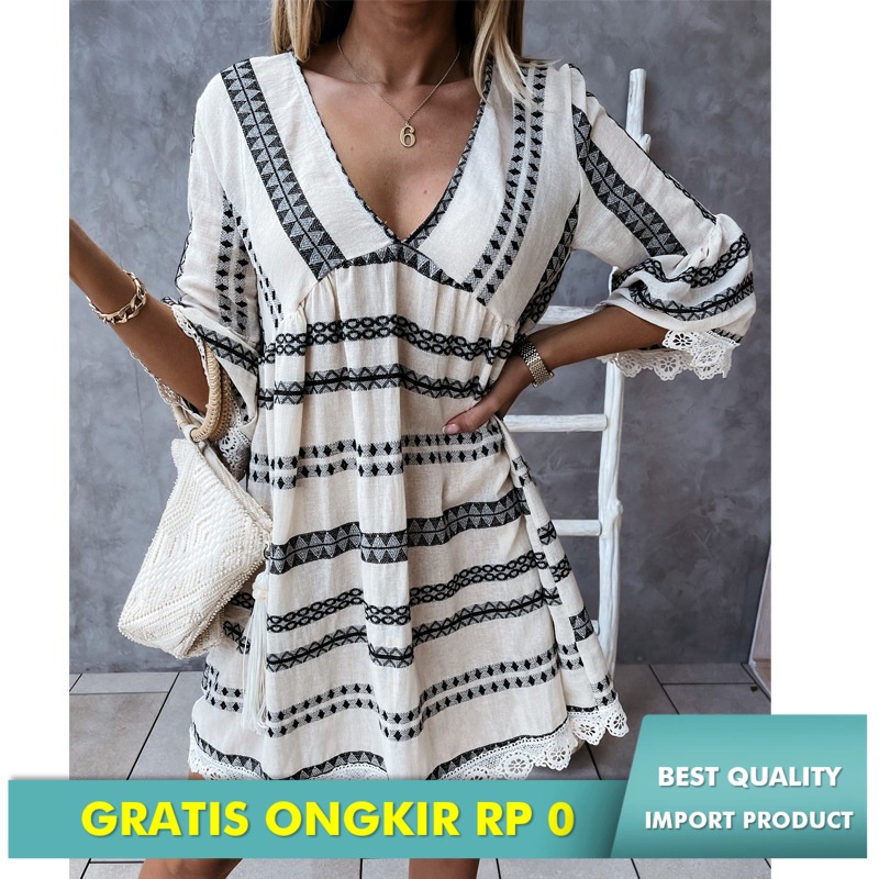 Gaun Wanita Perempuan   New Lace Borgol Import