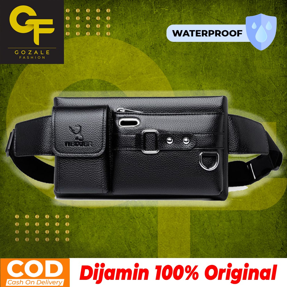 WEIXIER 8117 Tas Selempang Kulit Pria Import Waterproof Original Waisbag Waist Bag - Gozale Fashion