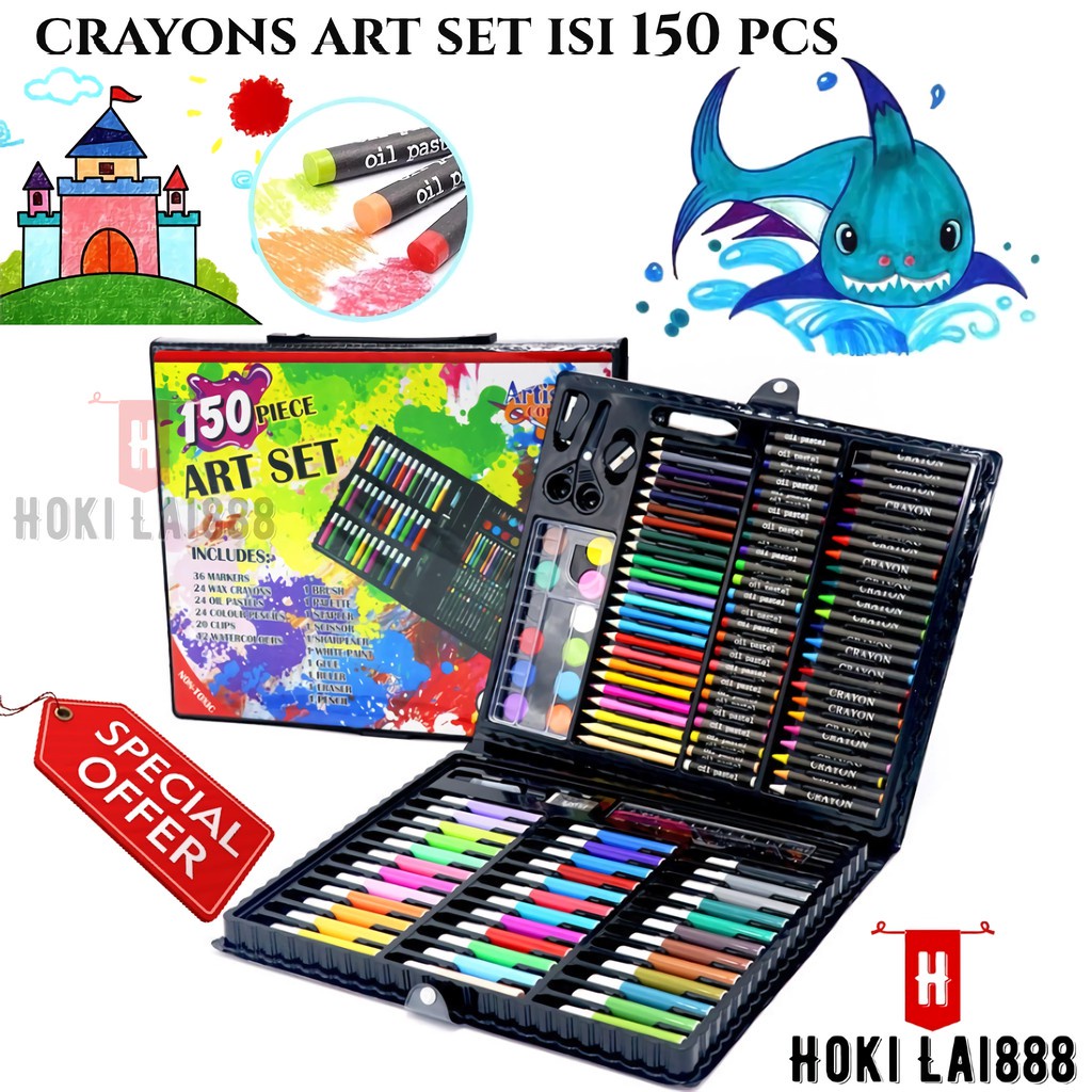 Jual [HKL] CRAYON ART SET 150 PCS / PENSIL WARNA MENGGAMBAR / ALAT ...