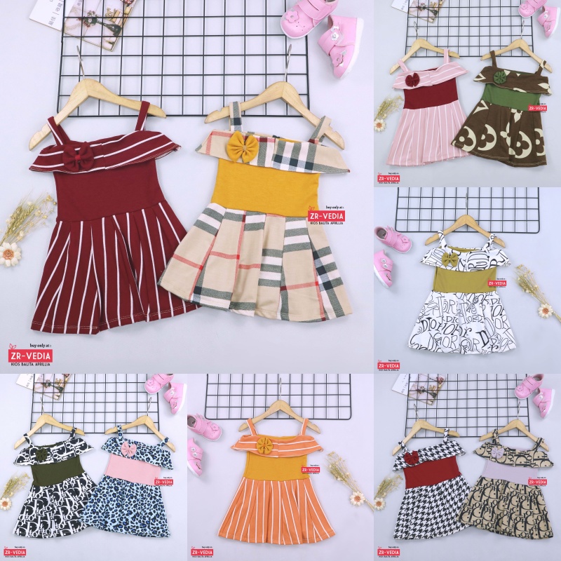 Dress Alinka uk Bayi 3-12 Bulan / Dress Pesta Baby Perempuan Gaun Flower Lengan Dres Baju Import Kiosbalitaaprillia