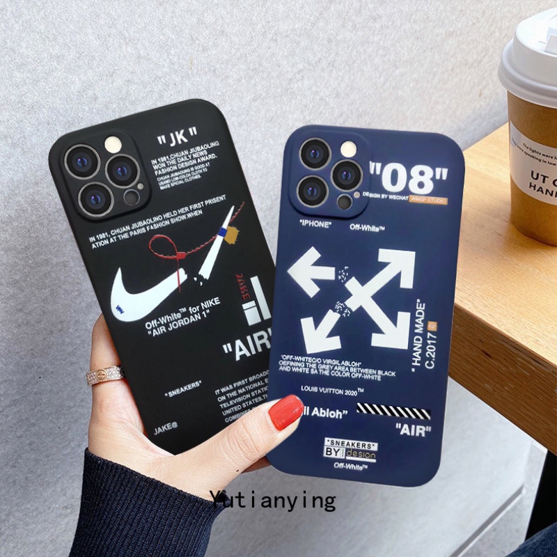 Soft Case Silikon Desain Nike Off-White Lurus Untuk Iphone 11 6 7 8 Plus X Xr Xs Max 13 12 Pro Max Se 2020