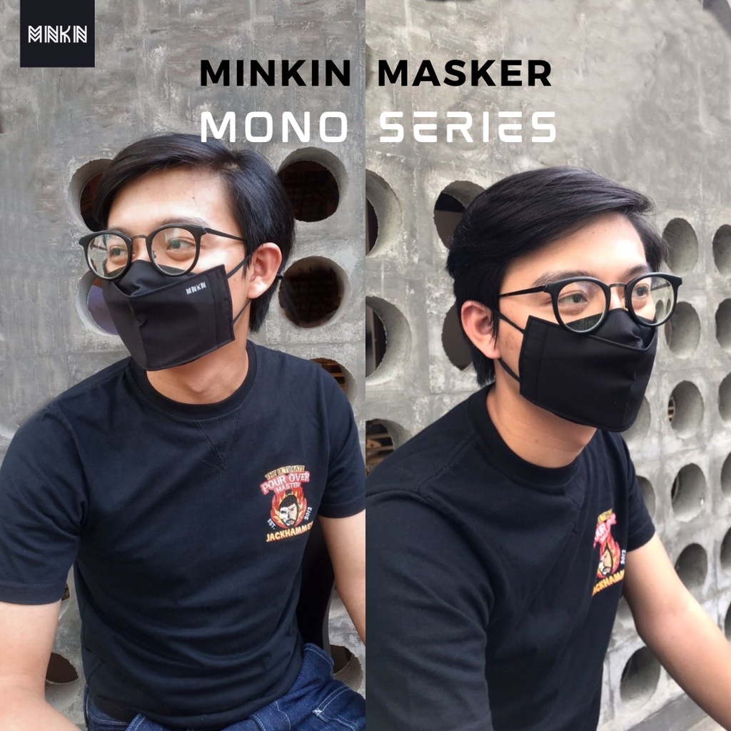 Minkin Masker Non Medis 3D Putih - MONO Masker Kain 3 Ply - Dengan Stopper Masker