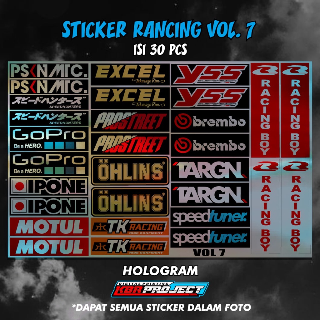[COD] STICKER RACING HOLOGRAM / STIKER PACK / STIKER MOTOR VOL 7