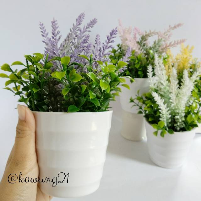 VB26 Rangkaian  Bunga Snowy Lavender Artificial Tanaman Hias Pajangan Rumah