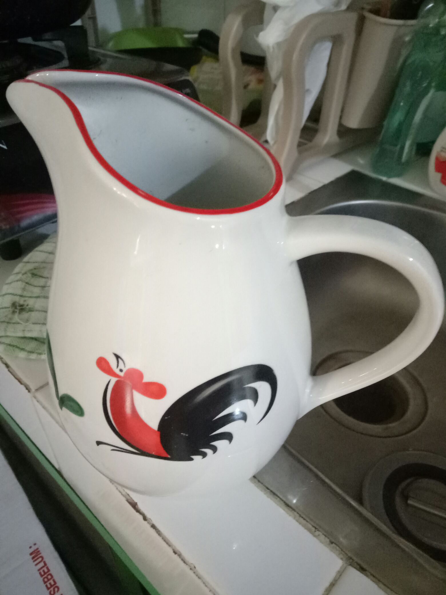 Water Jug Ayam Jago Seri 2 / Milk Jug / Juice Jug / Keramik Kopin