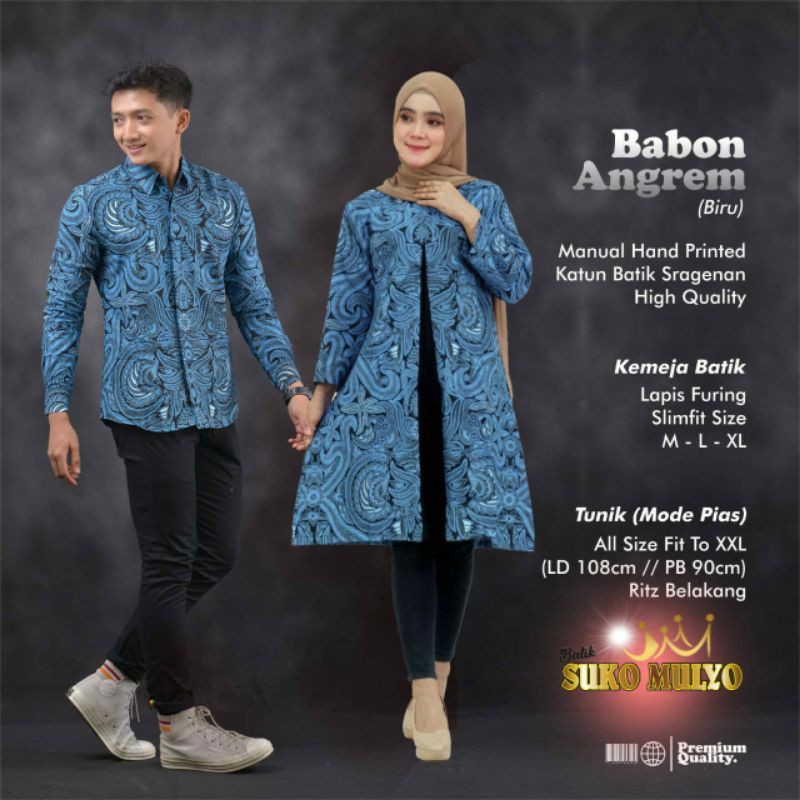 baju couple batik sarimbit tunik batik alusan kemeja lengan panjang