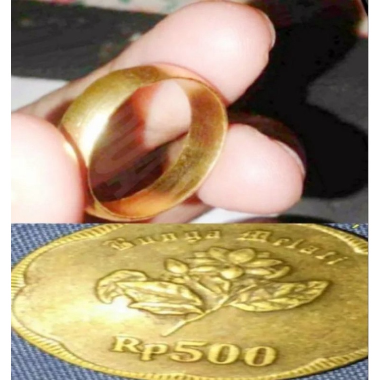 cincin Koin Langkah Lapis Emas 24k Titanium Elegan