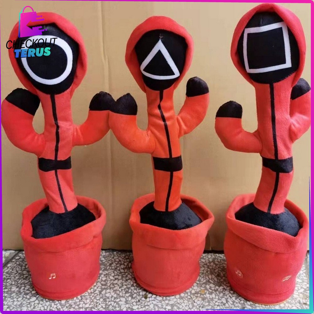 CT M208 Boneka Squid Game Goyang dan Bisa Bicara Rekam Suara Boneka Menari Joget Putar Ada Lampu Musik Boneka Mainan