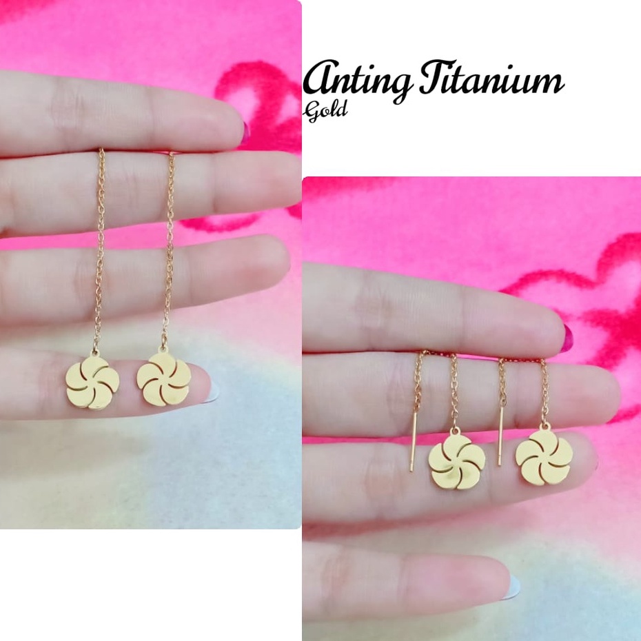 Anting Tusuk Jarum Kembang Titanium Ori