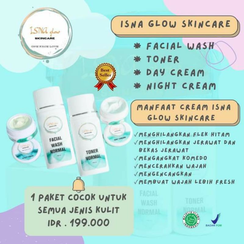 ( FREE GIFT ) 6 PAKET ISNA GLOW SKINCARE 100℅ BPOM HALAL WHITENING